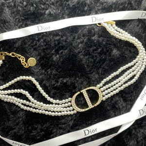 Vintage Gold Tone Bead Christian Dior Choker Necklace