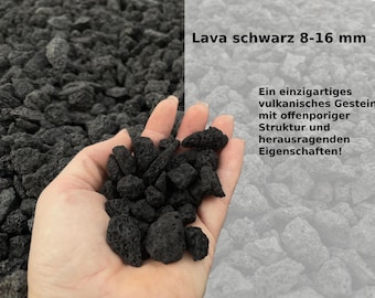 Lavamulch Lavagranulat schwarz 8-16 mm, 1-20 kg, Alternative zu Rindenmulch
