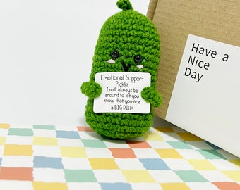 Positive Pickle Crochet, Charming & Amusing Gift for Friends, Emotional Support for Him/Her, Unique and Creative Present for Coworker Staff