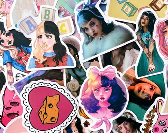 50 Random Melanie-Martinez Stickers, Pop Star Stickers for Fan, Girl Singer Stickers, Waterproof Stickers for Phone, Laptop, Water Bottle