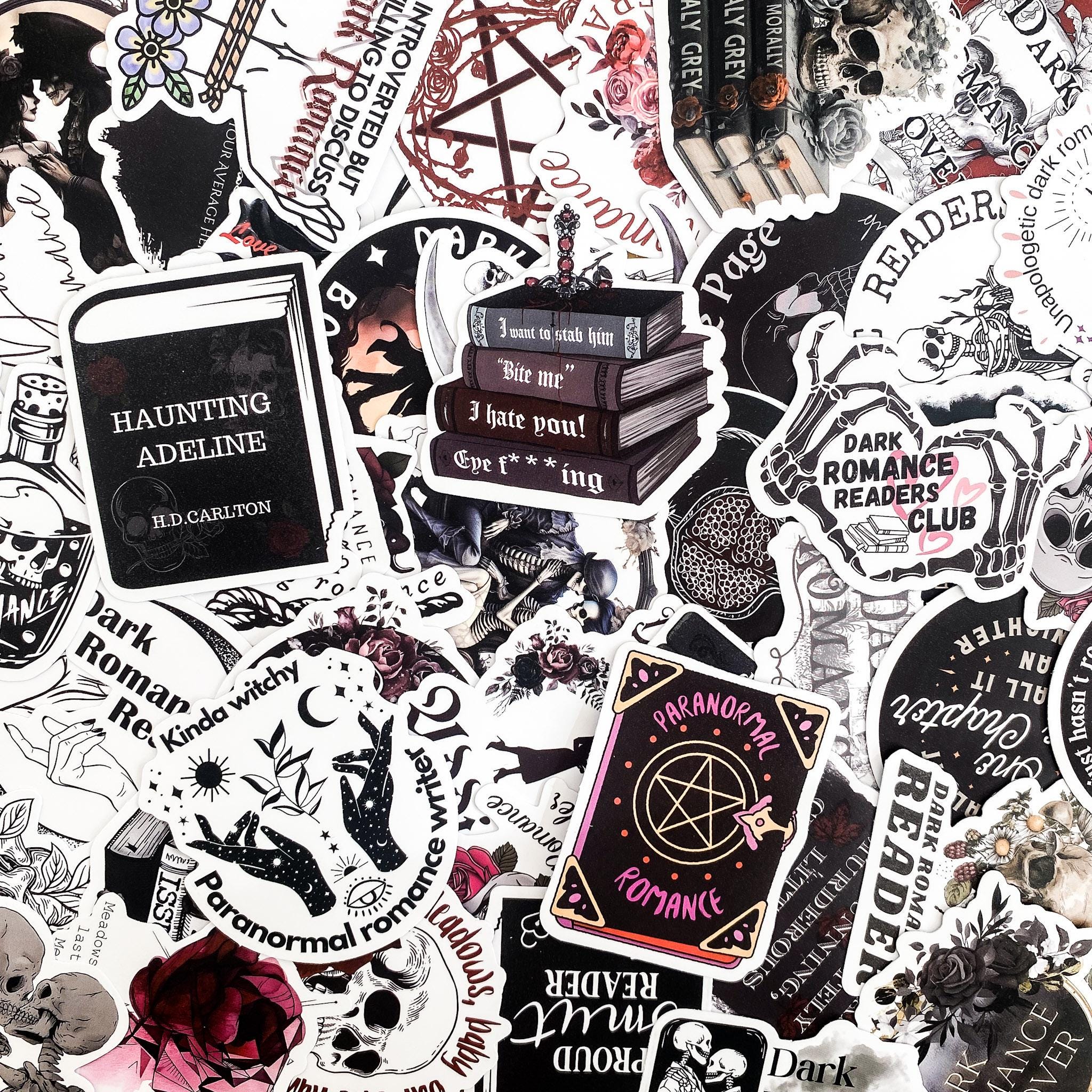 100pcs Dark Romance Stickers, Skull and Rose Stickers, Gothic Aesthetic Stickers, Waterproof Stickers for Dark Aesthetic Lovers and Fans