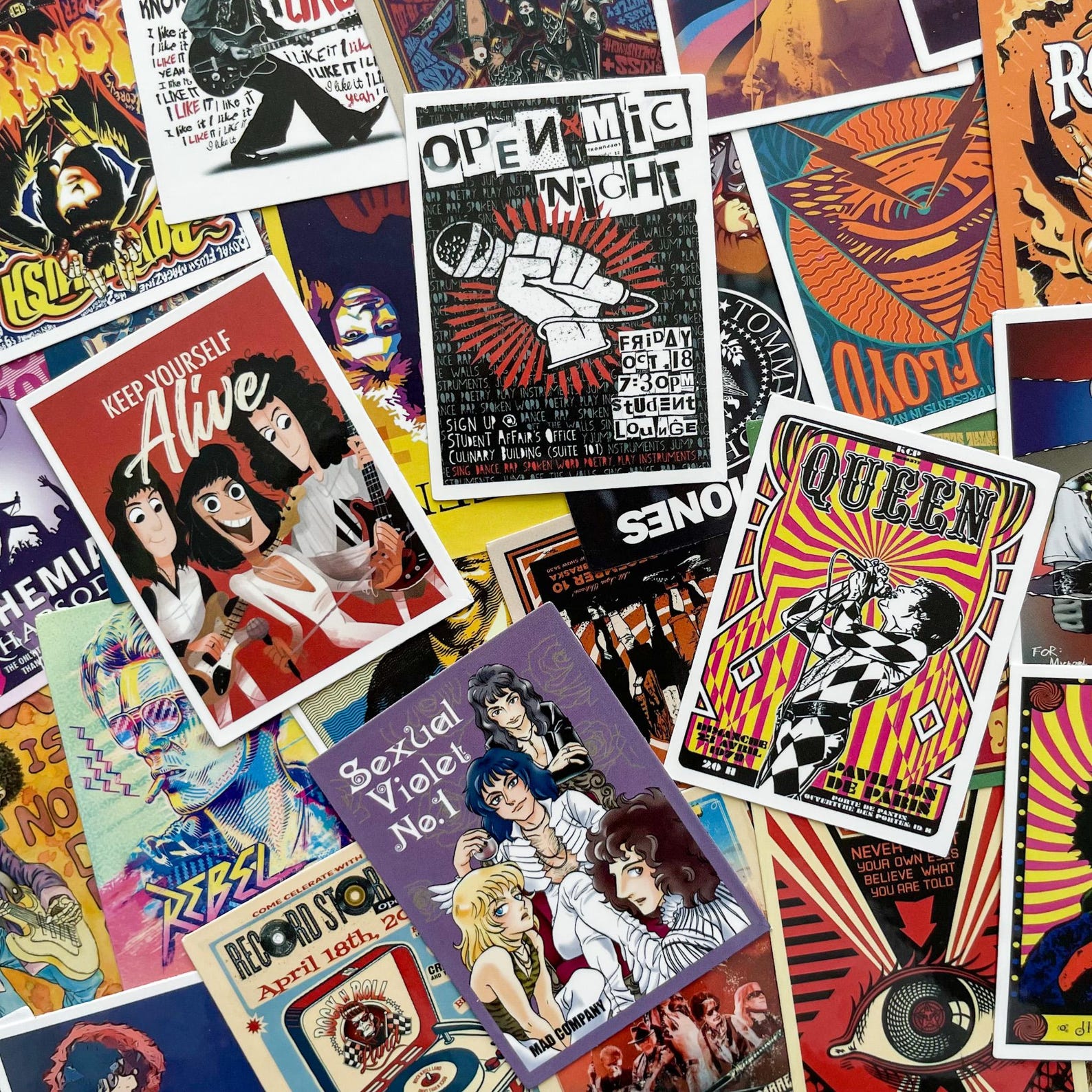 50pcs Rock Band Stickers Pack, Vintage Concert Poster Stickers, Retro ...
