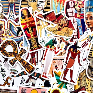 100pcs Egyptian Mythology Stickers Pack, Pharaohs Stickers, Egypt Sphinx Stickers, Waterproof Ankh Symbol Stickers for Journal, Scrapbook