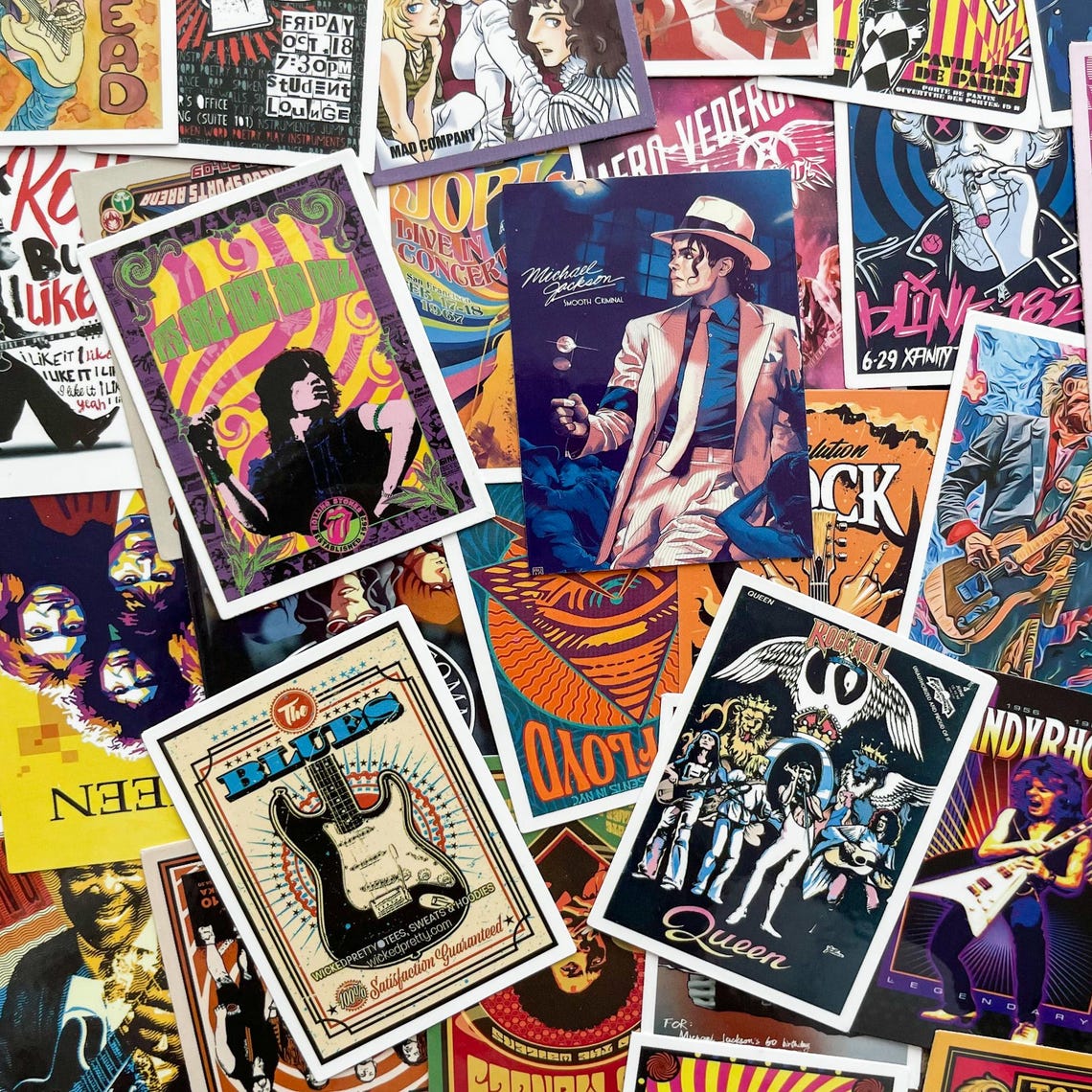 50pcs Rock Band Stickers Pack, Vintage Concert Poster Stickers, Retro ...