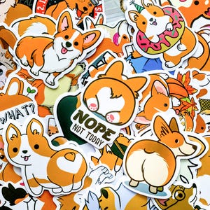 100pcs Corgi Dog Stickers Pack, Cute Cartoon Puppy Stickers for Kids, Funny Dog Stickers, Waterproof Stickers for Journal,Scrapbook,Kindle