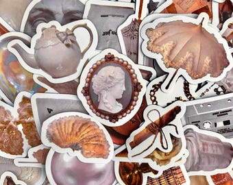 100pcs Retro Victorian Stickers, Vintage Aesthetic Collectible  Stickers, Antique Waterproof Stickers Pack for Journal, Scrapbook, Laptop