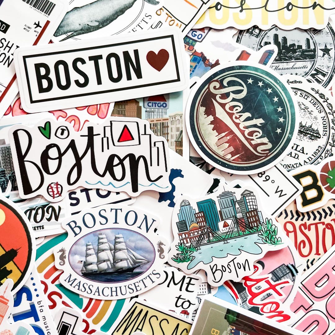 100pcs Boston Stickers Pack, Massachusetts City Stickers, Travel ...