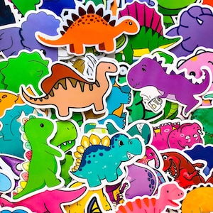 100 Stück Dinosaurier-Aufkleber, süße Dinosaurier-Aufkleber, lustige T-Rex- und Triceratops-Aufkleber für Kinder, wasserdichte Aufkleber für Sammelalben, Wasserflaschen