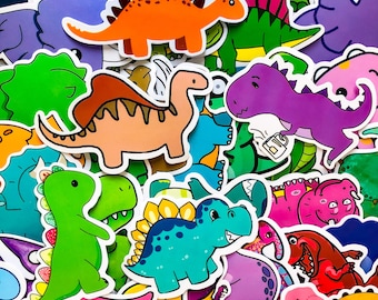 100pcs Dino Stickers, Cute Dinosaur Stickers, Fun T-Rex and Triceratops Stickers for Kids, Waterproof Stickers for Scrapbook,Water Bottle