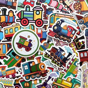 100pcs Cartoon Train Stickers Pack, Cute Locomotive Stickers Stickers for Kids, Waterproof Railway Stickers for Journal,Luggage,Water Bottle