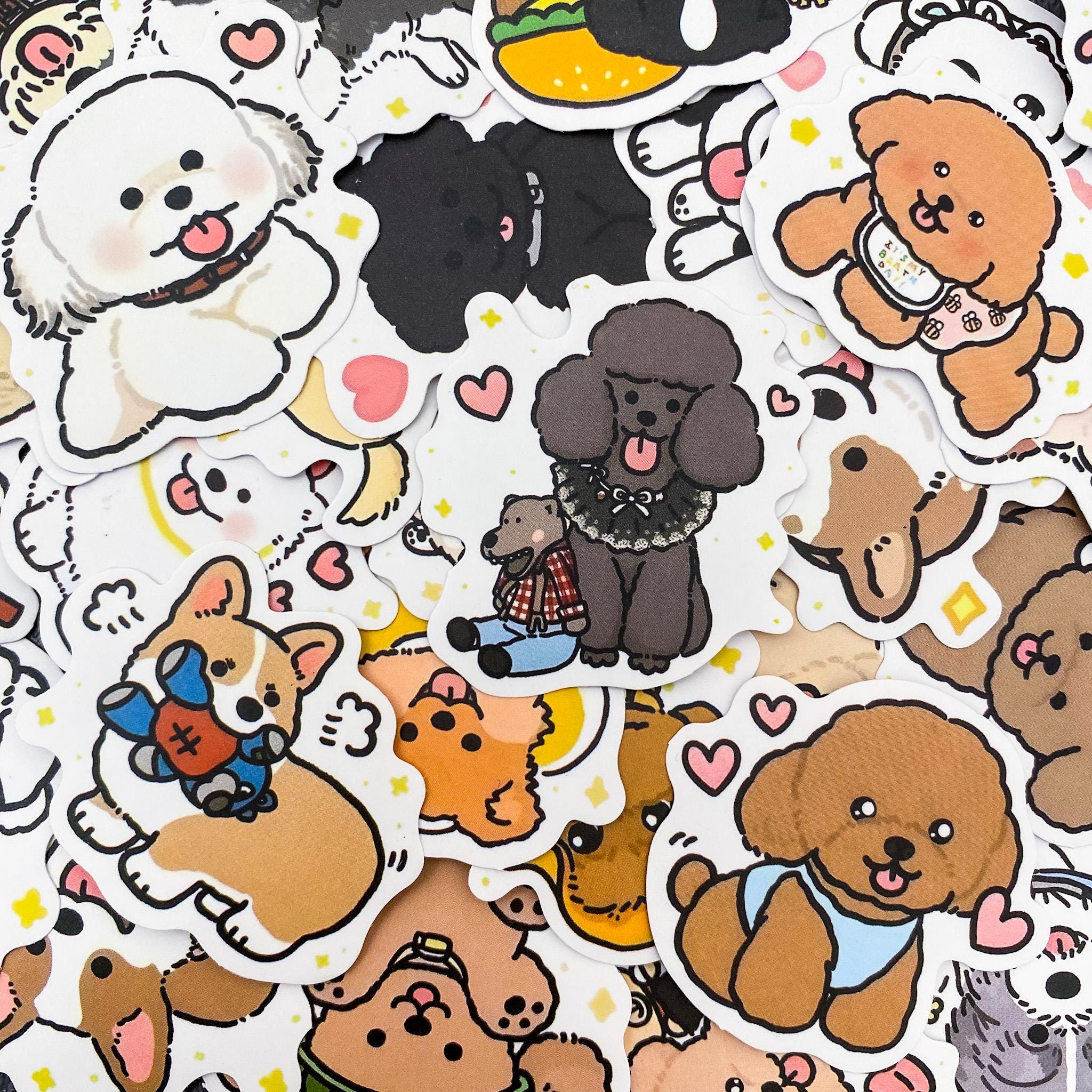 50pcs Cute Puppy Dog Stickers, Kawaii Cartoon Dog Stickers for Kids ...