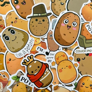 100 autocollants drôles de pommes de terre, autocollants de pommes de terre de dessin animé mignon pour enfant, autocollants de nourriture kawaii, autocollants imperméables pour journal, ordinateur portable, scrapbooking