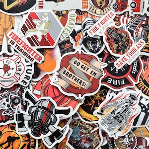 Pacote com 50 adesivos de bombeiro, adesivos para capacete de bombeiro, adesivos de herói de resgate, adesivos à prova d'água para capacete, diário, telefone, garrafa de água