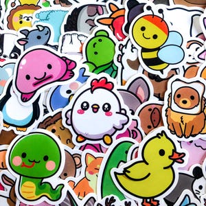 50 Stück Kawaii Tier Aufkleber, süße Haustier Aufkleber für Kinder, wasserdichte entzückende Tier Aufkleber für Scrapbook, Journal, Kids 'Craft, Laptop
