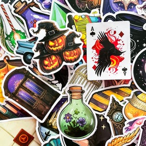 100pcs Fantasy Magic Stickers Pack, Witch Stickers, Aesthetic Stickers for Magic Lovers, Waterproof Stickers for Journal,Scrapbook,Kindle