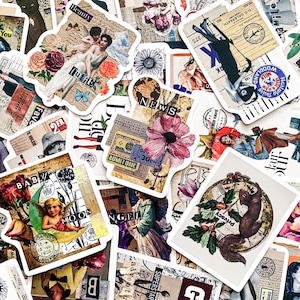 100pcs Retro Ephemera Stickers, Vintage Journal Stickers, Art Collage Stickers, Waterproof Stickers for Scrapbook,Laptop, Aesthetic Stickers