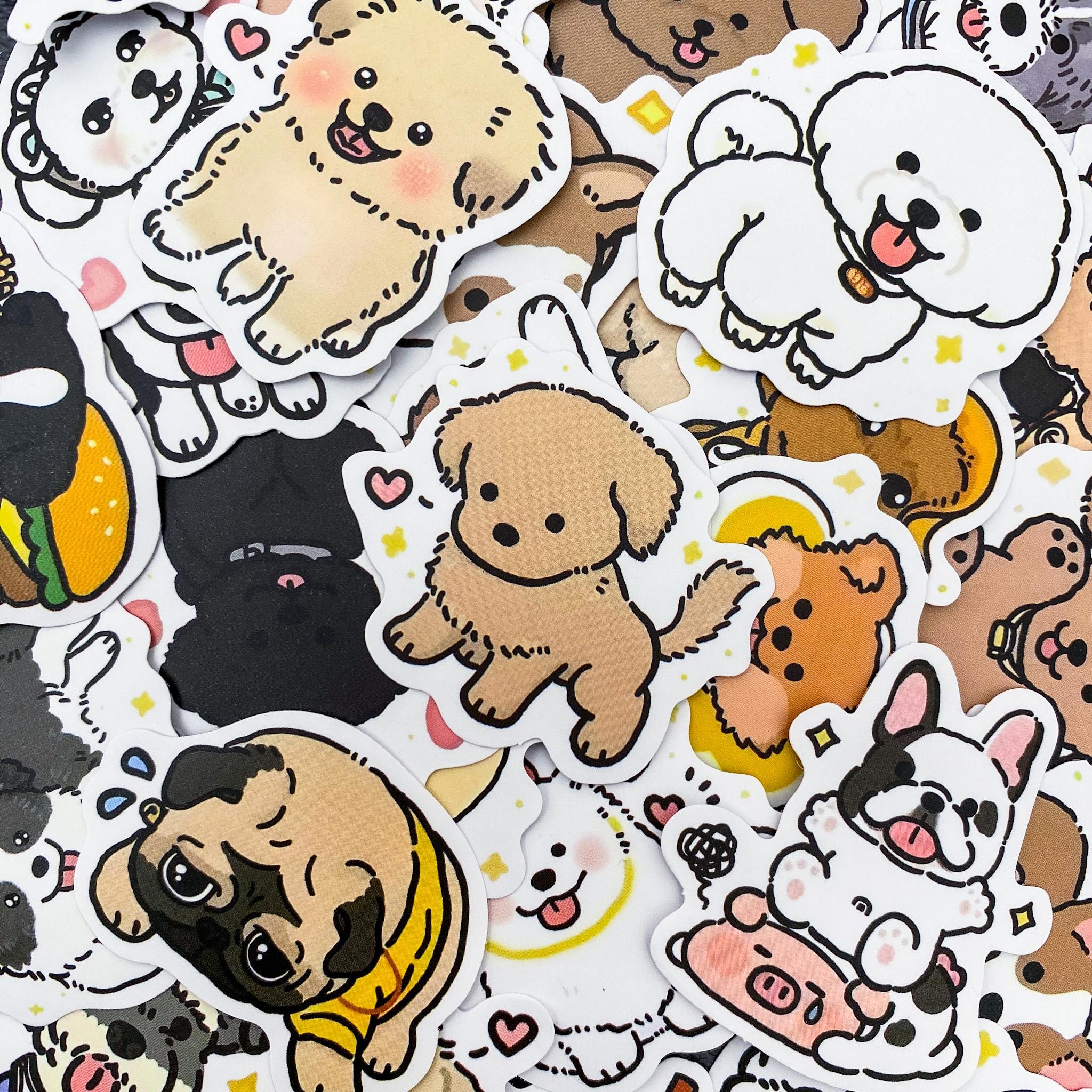 50pcs Cute Puppy Dog Stickers, Kawaii Cartoon Dog Stickers for Kids ...