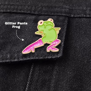 Glitterbyxor Groda Emaljnål – Roliga Grodnålar, Söta Djurnålar, Amfibiennålar, Ryggsäcksnålar, Broschnålar och Märken, Present till Vänner