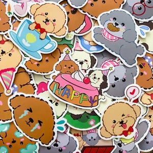 100pcs Cartoon Teddy Stickers Pack, Cute Teddy Dog Stickers, Adorable Puppy Stickers, Waterproof Stickers for Scrapbook, Journal, Dog Lovers