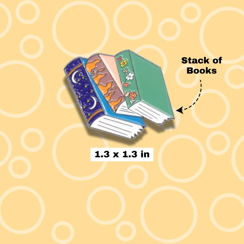 Stack of Books Enamel Pin – Cute Book Lover Pins, Funny Reading Pins ...
