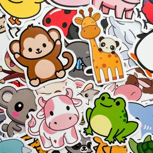 50pcs Cute Animal Stickers Pack, Cartoon Animal Stickers for Kids, Kawaii Pet Stickers, Waterproof Stickers for Journal, Scrapbook, Kindle