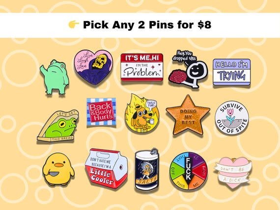 25PC Funny Enamel Pins Bulk Cute Fun Cool Button Brooch Lapel Pin Set