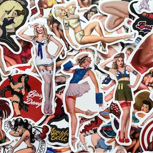 50 stücke Pin-Up Girl Aufkleber, Vintage Sexy Girl Aufkleber, Nase Art Style Aufkleber, wasserdichte Aufkleber für Telefon, Laptop, Wasserflasche