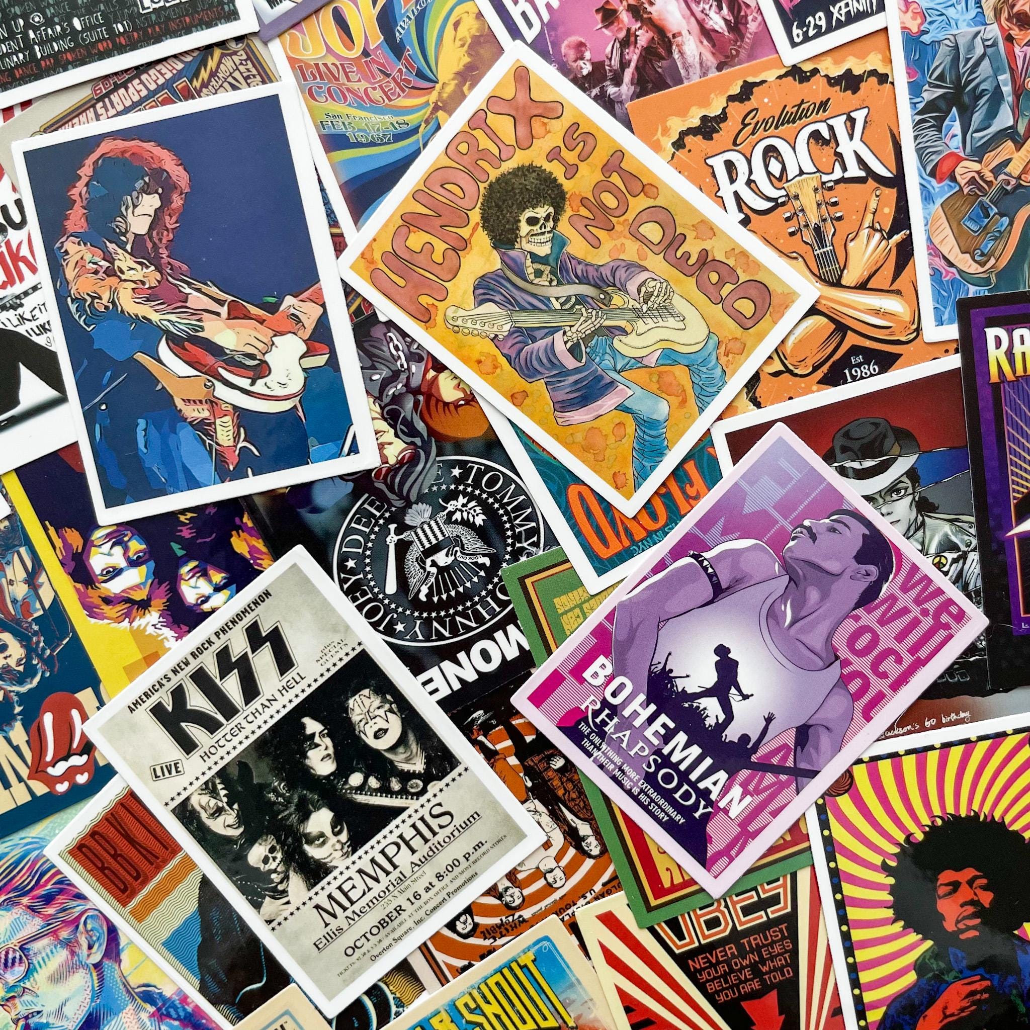 50pcs Rock Band Stickers Pack, Vintage Concert Poster Stickers, Retro ...