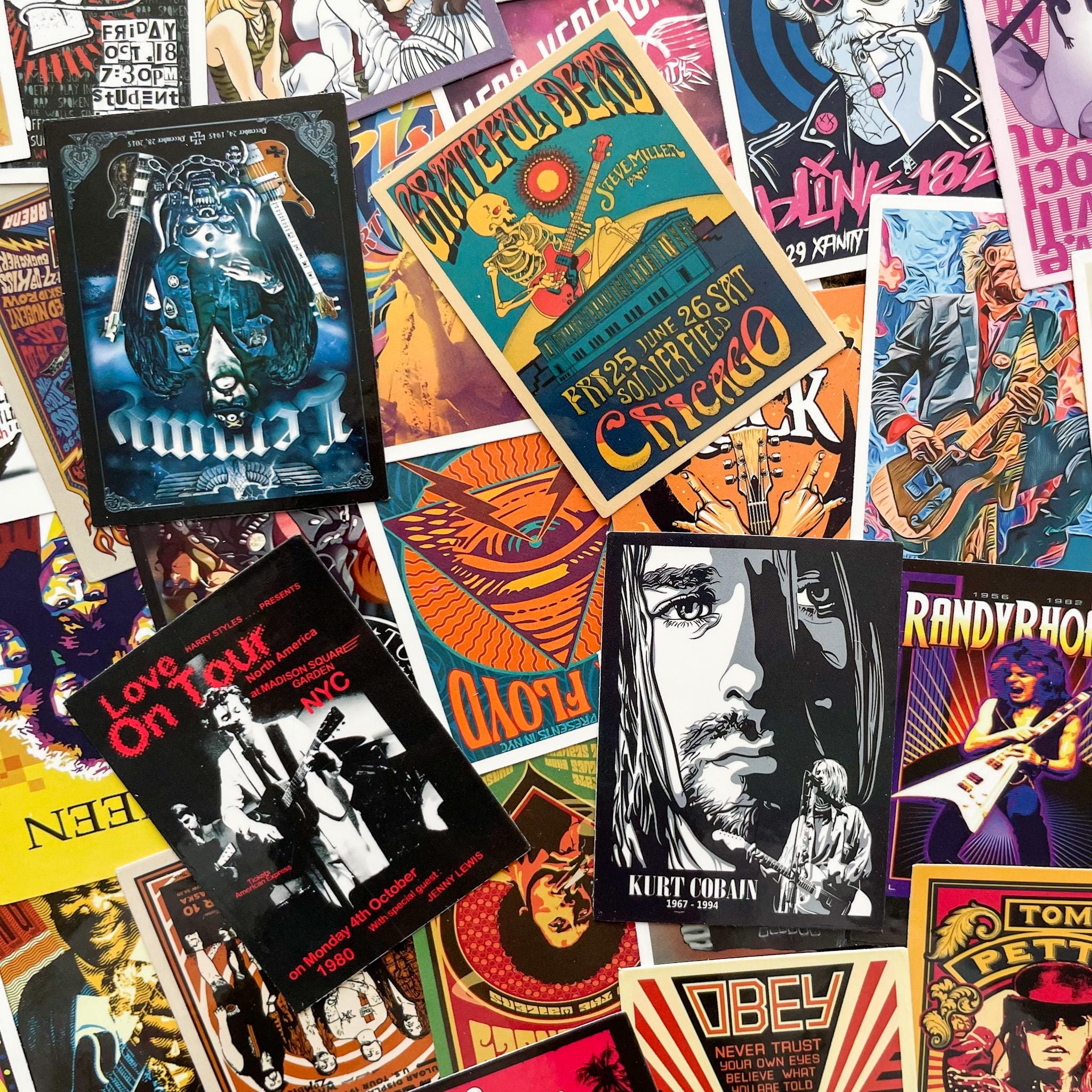 50pcs Rock Band Stickers Pack, Vintage Concert Poster Stickers, Retro ...