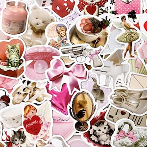 100pcs Adesivos Coquette, Pacote de Adesivos Estéticos Românticos, Adesivos Kindle Impermeáveis, Adesivos Kawaii Vintage, Adesivos de Diário Feminino