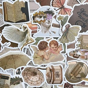 100 pegatinas vintage, pegatinas retro antiguas a prueba de agua, pegatinas extravagantes para álbumes de recortes, diarios, pegatinas estéticas, pegatinas para Kindle