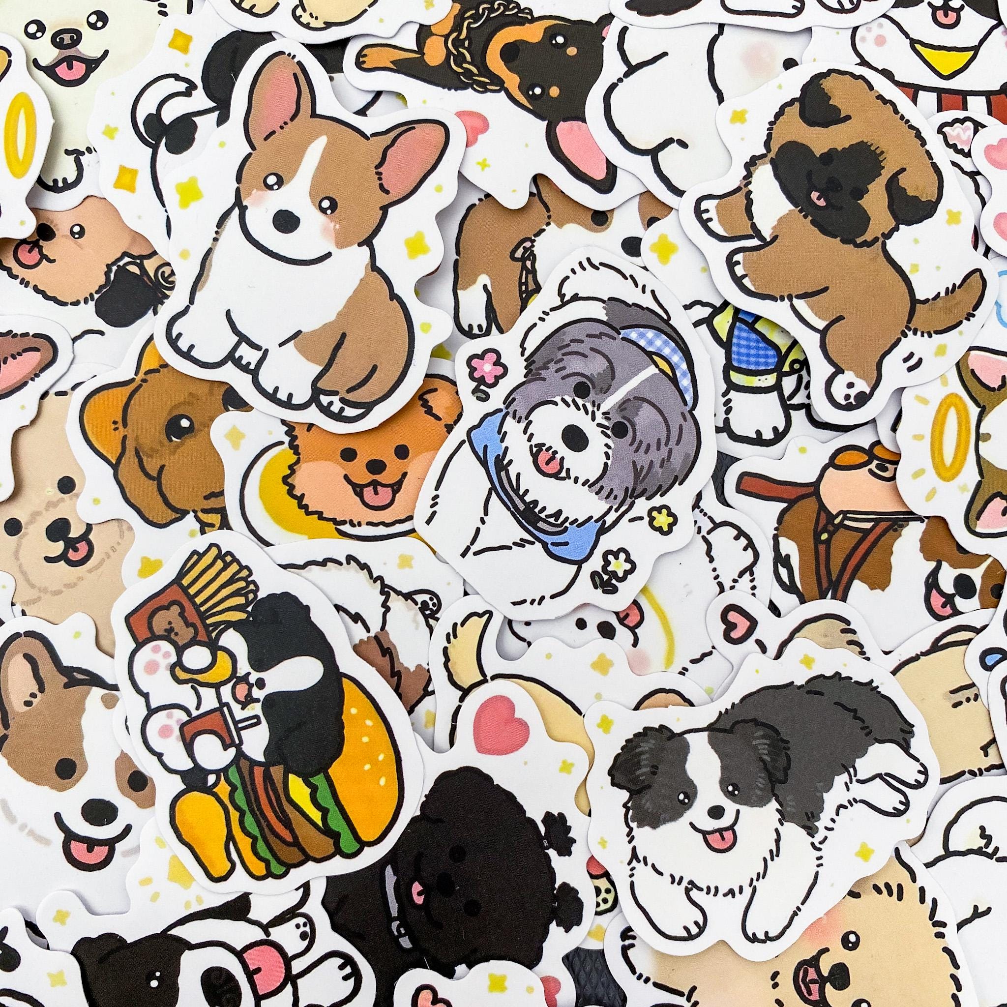 50pcs Cute Puppy Dog Stickers, Kawaii Cartoon Dog Stickers for Kids ...