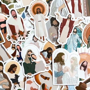 100st Jezus stickers, stickers christelijk geloof, stickers bijbelverhaal, waterdicht religieus stickerpakket voor Kindle, tijdschrift, bidon