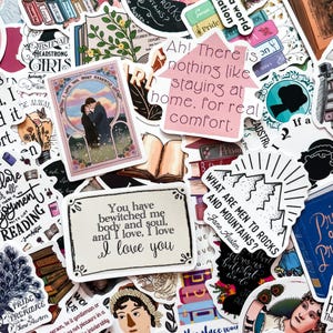 Pack de 50 autocollants Jane-Austen, autocollants littéraires classiques, autocollants Orgueil et Préjugés, Stickers citation imperméables pour Kindle et ordinateur portable