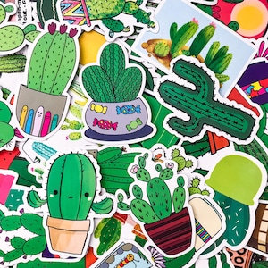 100 autocollants de cactus mignons, autocollants esthétiques de verdure, autocollants de plantes imperméables pour journal, album, autocollant de cactus pour les amateurs de cactus