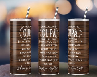 Oupa Afrikaans Tumbler.... 20oz Skinny Tumbler Wrap / Diseño de sublimación afrikaans / Afrikaans PNG / Afrikaans Tumbler Wrap