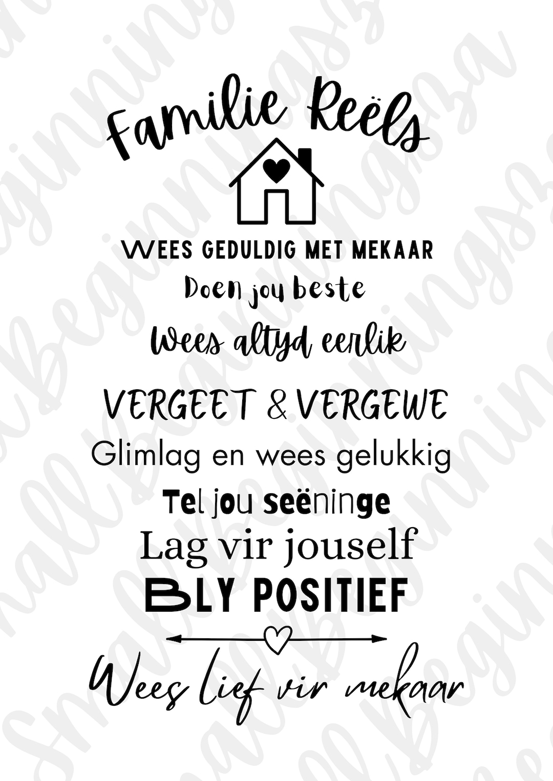 Afrikaans Svg | Familie Reels | Family House Rules | Instant Download | Cut  File | Family| Positive Affirmations - Etsy, image size:1080x1527