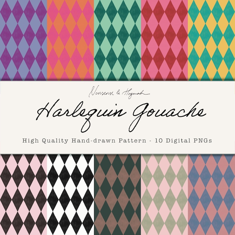 Harlequin Seamless Pattern Bundle, Diamond Pattern PNG, 3600x3600 Px ...