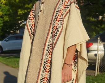 Alpaca poncho with hood / Earth colours combinations