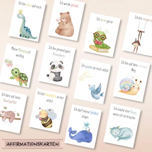 Tarjetas de afirmación para niños | Juego de 15 | estímulo | creencias positivas | Tarjetas de ánimo infantiles | Regalo de cumpleaños | DIN A4 | Digital