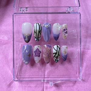 Demon Slayer Shinobu Kocho inspired nails