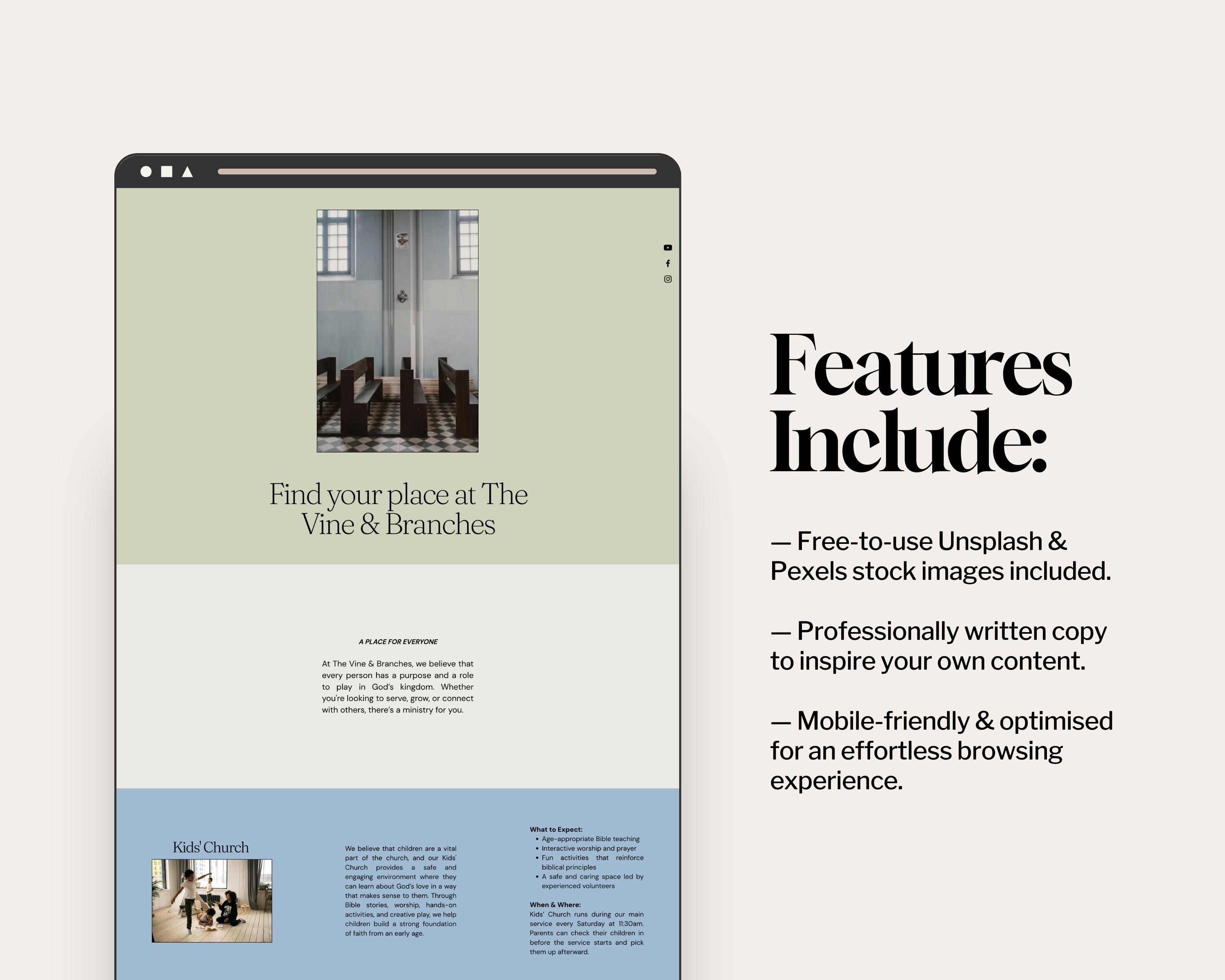 Wix Church Website Template Modern Editable Christian Site Etsy