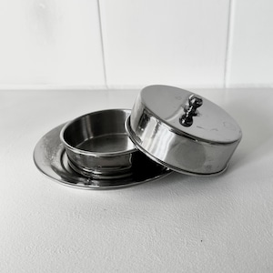 Vintage Stainless Steel Butter Dish with Lid: MCM Minimalist Decor