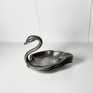 swan trinket dish, seba swan, vintage gift ideas, vanity tray silver, housewarming gift