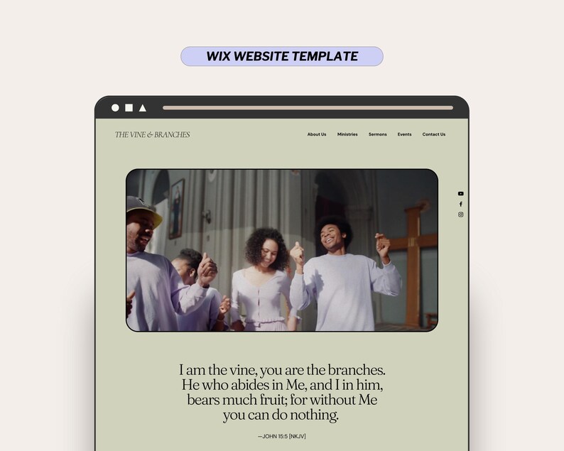 Wix Church Website Template Modern Editable Christian Site Etsy