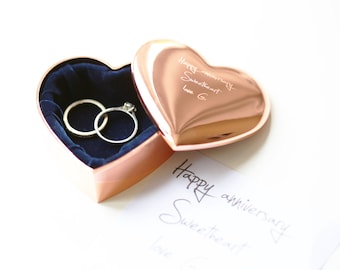 Custom handwriting ring dish, engagement ring holder, wedding ring dish, personalized heart trinket, personalized jewelry box for women