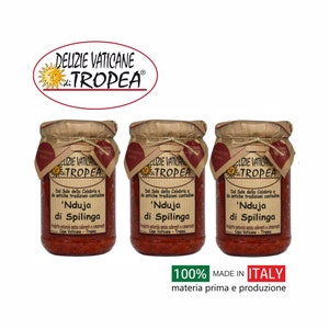 Spilinga Nduja 280gr (3PCS) - Salami de Calabria Picante para Untar - Productos Típicos de Calabria Salsa Gourmet Artesanal 100% Made in Italy
