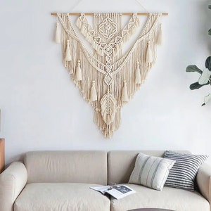 Nordic Bohemian Macrame Wall Hanging Tassel Boho Tapestry Hand-Woven for Home Decor Livingroom Bedroom Room House Decoration