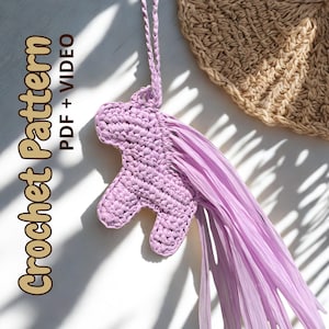Einfach zu häkelndes Pferd Ornament – Raffia PDF Häkelanleitung, Taschenaccessoire, Schlüsselanhänger