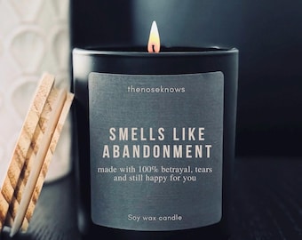 Smells Like Abandonment Candle: Funny Farewell or Retirement Gift, Soy Wax, Handmade